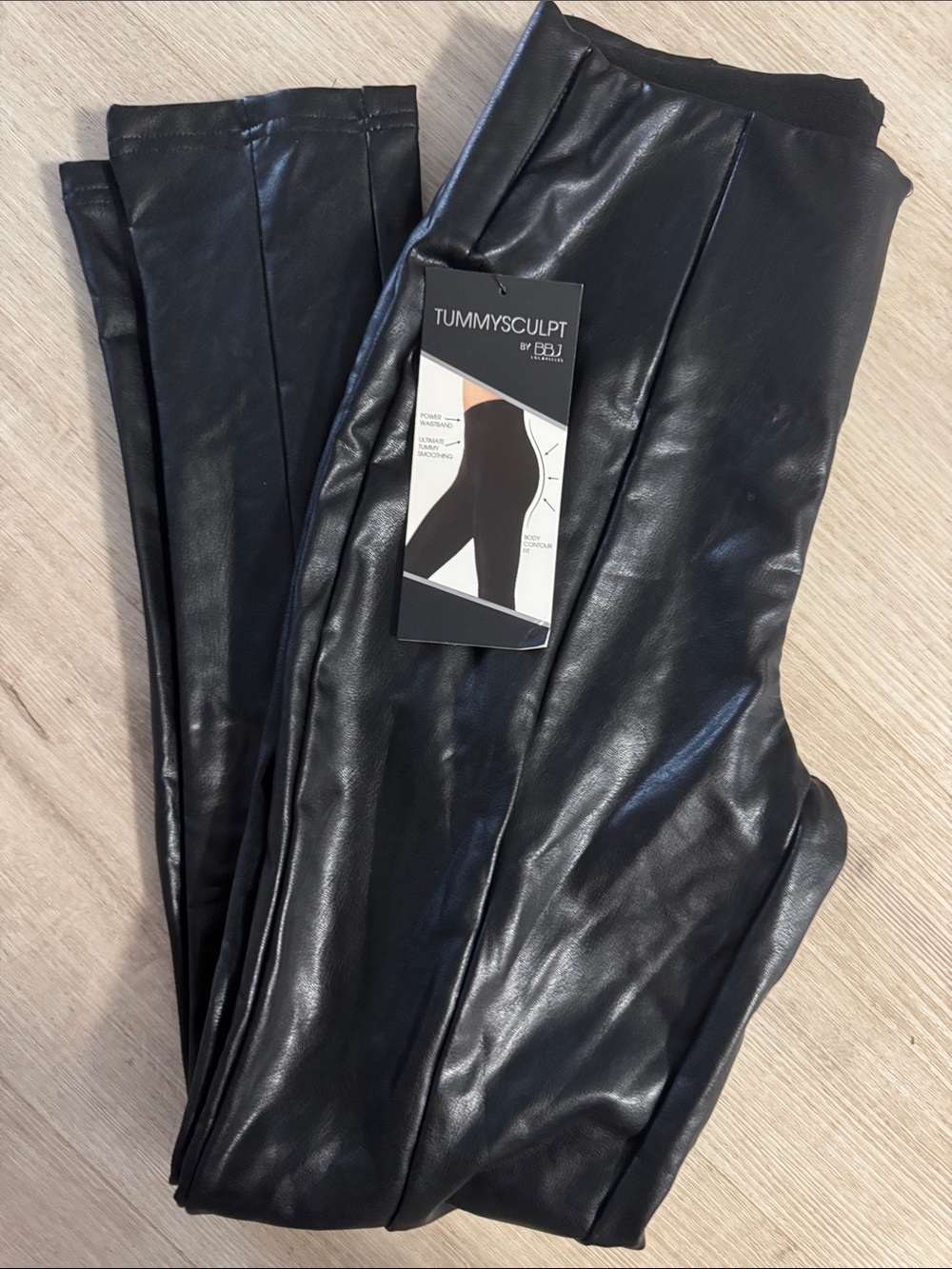 Amazon TummySculpt Faux Leather Leggings - Black